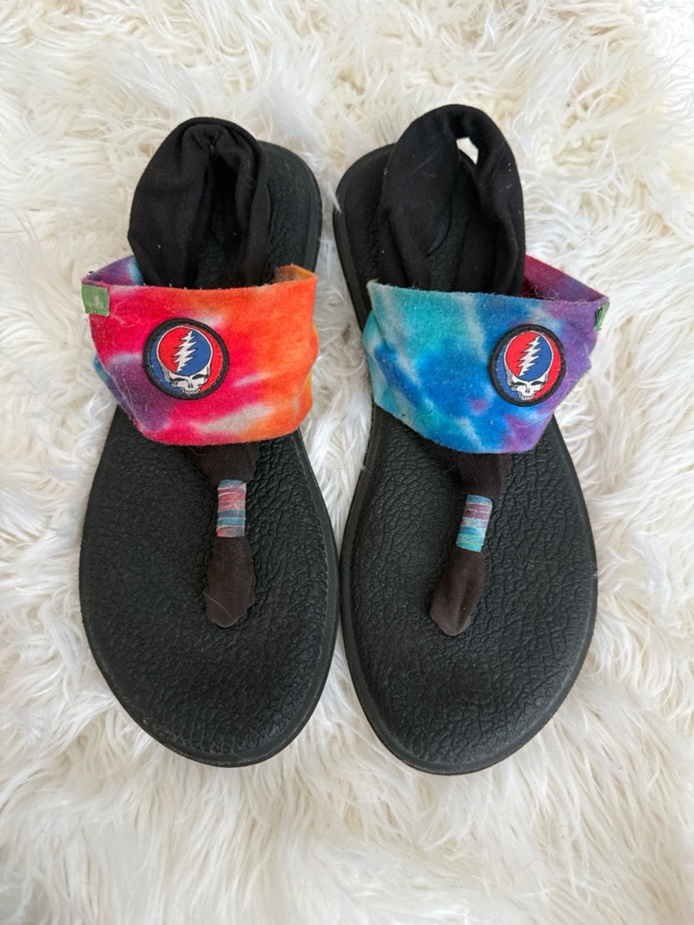 Women’s tieDye Grateful Dead limited afitionBlack Sandals with Multicolor Straps